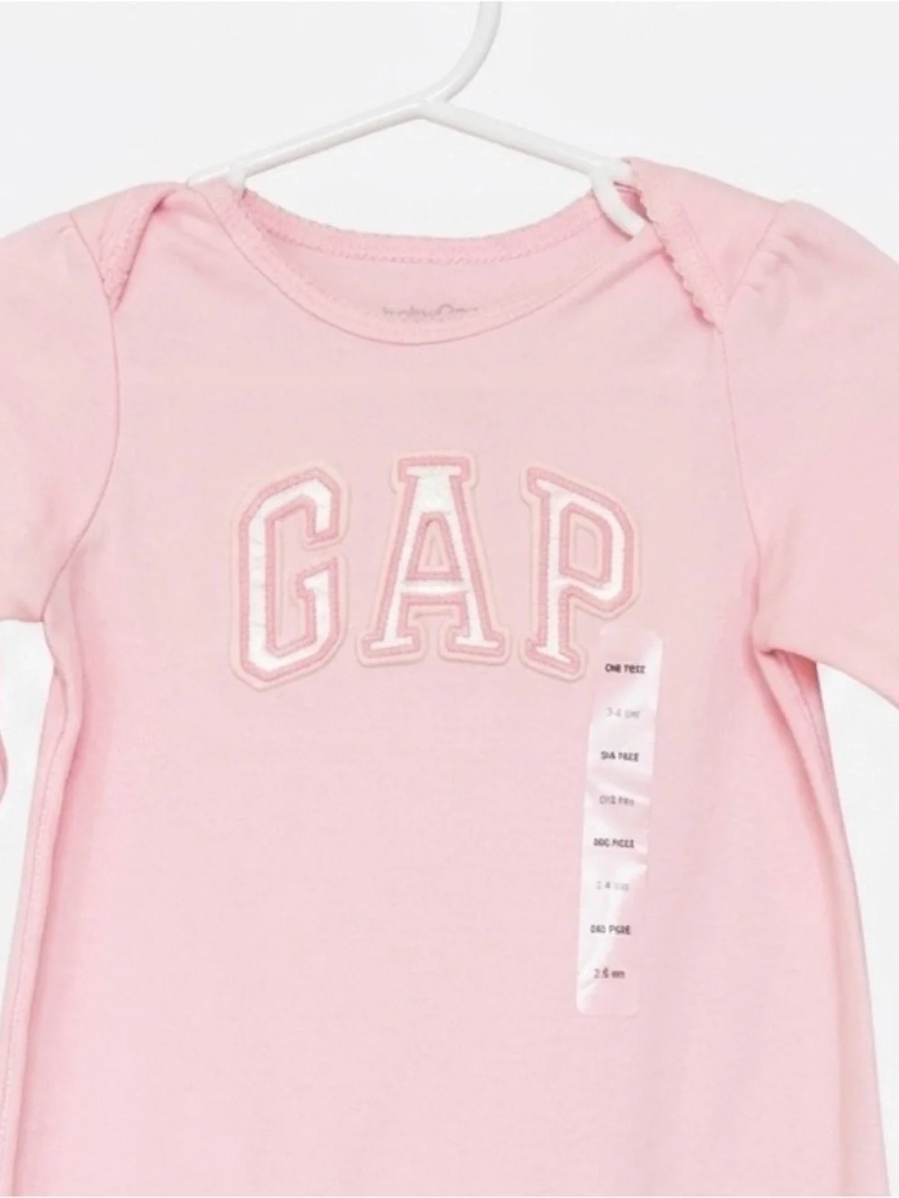 Baby Gap Baby Girls 3-6 Months Light Pink 1 Piece Long Sleeve Logo Romper NWT
